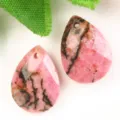 Colgante de lágrima de piedra rosa natural facetada para DIY collar accesorio de joyería fina - Rodonita