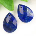Colgante facetado de lágrima plana de lapislázuli azul para collar y pendientes de bricolaje. - Lapislázuli