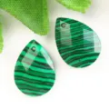 Colgante de gota textura malaquita verde cuenta plana accesorio joyeria collar DIY variante - Malaquita (Sintética)