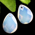 Colgante Gota Plano Facetado Efecto Opalo Azul Accesorio Joyeria DIY Para Collar Aretes - Opalo (Sintético)