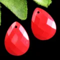 Colgante de gema con forma de lágrima facetada roja para collar pendientes bisutería. - Jaspe Rojo