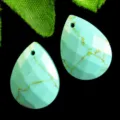 Colgante de lágrima de turquesa facetada abalorio para collar de joyería de bricolaje. - Turquesa