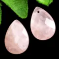 Colgante de Cuarzo Rosa Natural Lágrima Facetado DIY Creación de Joyas Collar Arete - Cuarzo rosa