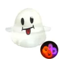 Halloween ghost maltose squeeze toy slow rebound decompression fidget toy glowing cute funny prank gift - Transparent Ghost - Smiley Face / With Flashing Light (Pectin/Fast Rebound)