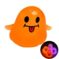 Halloween orange ghost squeeze toy, cute slow rebound decompression toy and night light. - Orange Ghost - Smiley Face / With Flashing Light (Pectin/Fast Rebound)