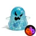 Blue Glitter Ghost Squishy Toy, Halloween Slow Rising Stress Relief Fidget Toy Variant. - Blue Sequin Ghost Devil Style / Light-Up [Jelly / Slow Rising]