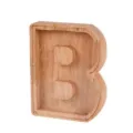 Wooden letter piggy bank with clear acrylic front, decorative money saving box for kids. - Letter B