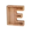 Houten letter E spaarpot met doorzichtige acryl voorkant, geldkistje voor kinderen. - Letter E