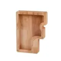 Houten alfabet spaarpot met helder acryl transparant voorpaneel, kinder geldkistje. - Letter F