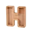 Houten letter H spaarpot met doorzichtige acryl voorkant, kinder geldkistje en bureau decor. - Letter H