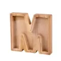 Houten Spaarpot Letter M Transparant Acryl Geldkistje Munt Spaarbank voor Kinderen! - Letter M