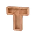 Houten letter T spaarpot met transparante acryl voorkant, creatieve muntenbak voor kids. - Letter T