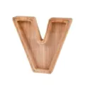 Houten letter V spaarpot met transparant acryl voorpaneel, schattige munt opbergdoos. - Letter V