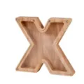 Houten letter X spaarpot met doorzichtig acryl venster en stevige schroeven voor kinderen geld besparen. - Letter X