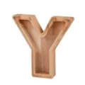 Houten letter Y spaarpot met transparante acryl voorkant, kinder geldkistje variant. - Letter Y