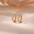 Boucles d'oreilles creoles Huggie en argent sterling S925 avec zircone cubique chic - Or 18 carats
