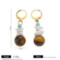 Vintage Natural Stone Dangle Earrings Stainless Steel Leverback Drop Earrings Jewelry Gift - Tiger Eye White Turquoise Crushed Stone