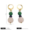 Orecchini pendenti con perle in pietra naturale e ganci in acciaio inossidabile chic. - Quarzo Rosa Agata Verde Lapislazzuli