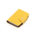 Tarjetero de cuero amarillo para mujer, estuche compacto de tarjetas con botón a presión. - Amarillo
