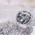 Nail Art Glitter Sequins Star Sea Series Mixed Size Silver Sparkle DIY Manicure Decor - Star Sea Sequin (LP-158)