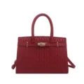 Rote gesteppte Lederhandtasche mit Tragegriffen und goldener Hardware für Damen Alltag Mode - Rot