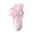 Calzini rosa con volant in pizzo per bambini, calzini da danza principessa traspiranti bimba. - Consigliato 1-4 Anni (Misura Scarpa 16-22) / Calzini Principessa Budino - Rosa (Traspirante Sottile)