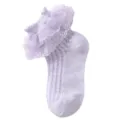Kinderen lila kanten volants sokken, ademende peuter prinses dans sokken kleur variant. - Elf Volant Sokken - Paars (Ademend Dun)