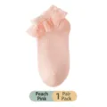 Kinderen Schattige Kant Volant Sokken Katoen Prinses Perzik Roze 1 Paar Pakketje - Zoete Prinses Sokken - Oranje Roze (Ademend Dun)