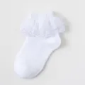 Schattige witte baby sokken met kanten volants ademend katoen voor prinsessenstijl dagelijks - Snoepkleurige Prinses Sokken - Wit (Ademend Dun)