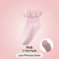 Roze kinderen kant volants sokken ademend baby schattige korte sokken 1 paar verpakking - Princess lace socks-pink [breathable thin style]