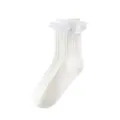 Witte sokken met kanten volants voor kinderen variant, ademende prinses peutersokken. - Lolita lace socks-white [breathable thin style]
