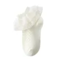 Schattige witte peutersokken met delicate kantruffels en gebreid patroon voor lieve meisjes. - Princess pudding socks-light yellow [breathable thin style]