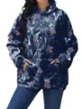 Dunkelblaue Ahornblatt-Camouflage Kapuzenpullover für Damen und Herren Herbst Sweatshirt mit Tasche - XS / J008