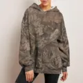 Baumrinde Camouflage Oversize Hoodie, Herbst Unisex Lässiger Kapuzenpullover mit Tasche - J0015 / XS