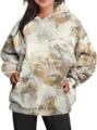 Oversweiter mit abstrakter Camouflage-Musterung und bequemer Tasche fuer Damen und Herren. - J0018 / XS