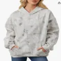Grauer Batik Kapuzenpullover Sweatshirt mit Fronttasche Variante fuer den Alltag und Freizeit. - J0020 / XS