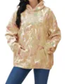 Goldener metallischer Camouflage Kapuzenpullover mit Ahornblatt Print und Kängurutasche. - J0024 / XS