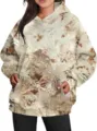 Unisex Herbst Kapuzenpullover mit künstlerischem Ahornblatt Print, lässiges Langarm Oberteil. - J0025 / XS