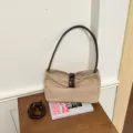 Stijlvolle vintage minimalistische suède schoudertas voor dames, retro casual bruine tas. - Zonder hanger / Khaki