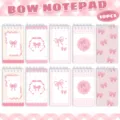 Pink bow spiral notepad set, 10pcs cute aesthetic journal notebooks for students and daily memo. - 10 Pieces Pack - Bow Notepad (Style 01)
