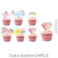 Set topper cupcake unicorno arcobaleno, simpatici accessori decorazione festa compleanno - Cake Topper Piccoli 24PCS (Unicorno Macaron)