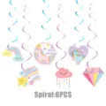 Unicorno compleanno festa appendere spirali soffitto decorazioni 6 pz arcobaleno nuvola - Spirali Sospese 6PCS (Unicorno Macaron)