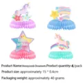 Decorazioni tavola nido d'ape unicorno festa di compleanno set da 4 pezzi carino. - Decorazioni a Nido d'Ape 4PCS (Unicorno Macaron)