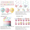Set di festa compleanno unicorno con palloncini bandiera e topper per torta bellissimi. - Combo Decorazioni 5 Pezzi (Unicorno)