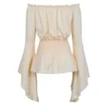Camicetta medievale da donna con spalle scoperte maniche lunghe a campana ed elstico in vita. - XS / Albicocca