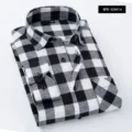 Camisa de franela de manga larga a cuadros blancos y negros clásica para hombre elegante. - 39/M / XDM16