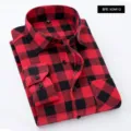 Camisa de cuadros rojo y negro hombre manga larga algodón mezcla casual top elegante - 39/M / XDM12