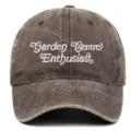 Vintage washed embroidered baseball cap with slogan, casual unisex sun hat for outdoor wear. - One Size / Coffee
