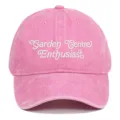 Vintage washed pink baseball cap with white garden enthusiast embroidery casual hat - One Size / Pink