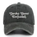 Vintage washed cotton baseball cap with stylish white embroidery, casual dad hat style. - One Size / Army Green